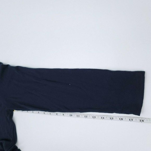 ^ Gibson Women's Large Ruffled Edge Raglan Navy Pullover - Picture 10 of 10